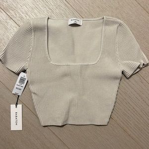 Aritzia Babaton Sculpt Knit Squareneck Top - Matte Pearl